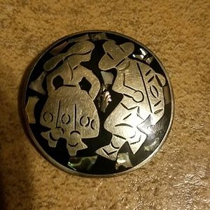 Unique Mexico dancing couple brooch abalone